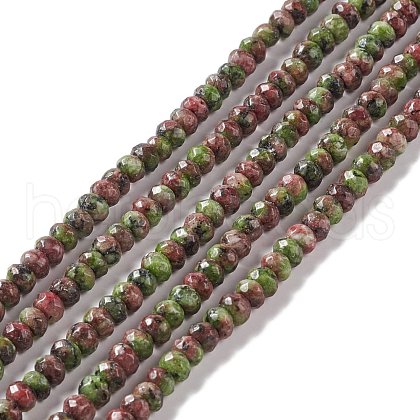 Dyed Natural Sesame Jasper/Kiwi Jasper Rondelle Beads Strands G-E316-A05-1