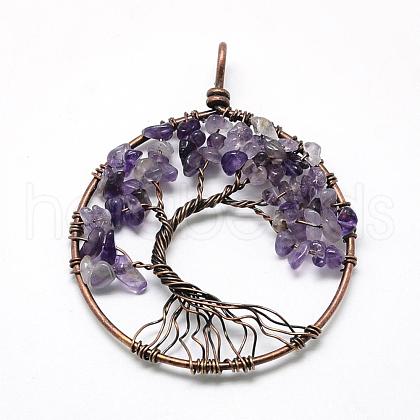 Natural Amethyst Chip Big Pendants G-R440-R05-1