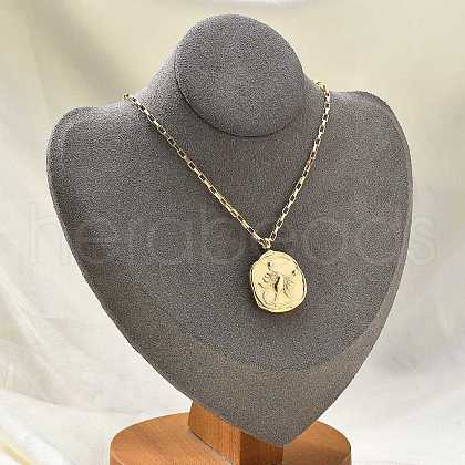 304 Stainless Steel Constellation Pendant Necklaces NJEW-K392-01G-08-1