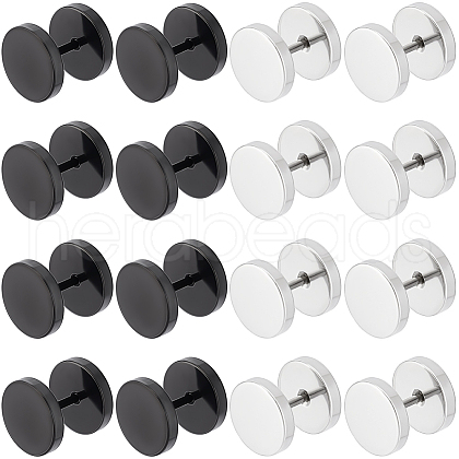 Beebeecraft 16Pcs 2 Colors Flat Round 304 Stainless Steel Barbell Cartilage Earrings EJEW-BBC0001-63-1