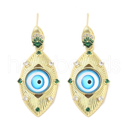 Rack Plating Brass Micro Pave Clear Cubic Zirconia Stud Earrings for Women EJEW-M260-23G-02-1