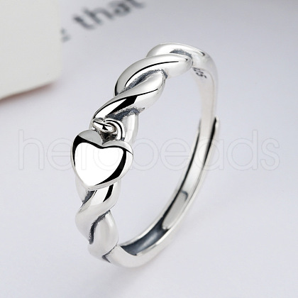 Heart Twist 925 Sterling Silver Adjustable Rings FS-WG50669-01-1