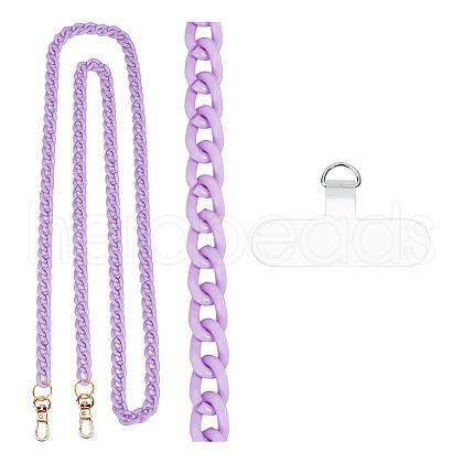 Acrylic Cell Phone Crossbody Curb Chain HJEW-AB00686-1
