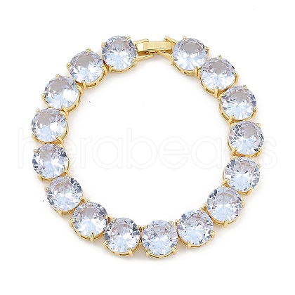 Rack Plating Brass Micro Pave Cubic Zirconia Chain Bracelets BJEW-P341-06B-G-1