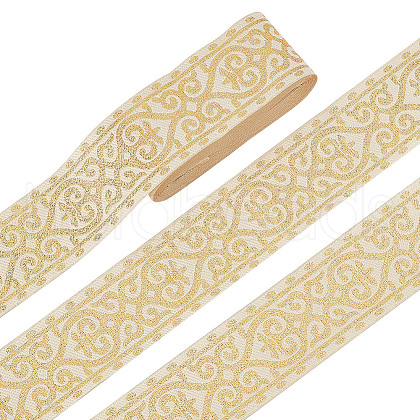 7M Ethnic Style Polyester Jacquard Heart Ribbon SRIB-WH0026-16-1
