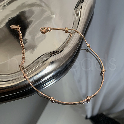 304 Stainless Steel Chain Anklets with Brass Charms WGE11C3-04-1