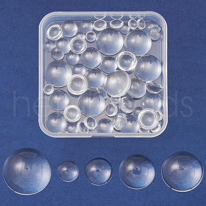 56Pcs 5 Styles Transparent Glass Cabochons GGLA-FS0001-03-1