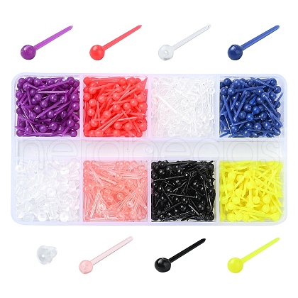 7 Colors Plastic Tiny Ball Stud Earrings EJEW-YW0001-10-1