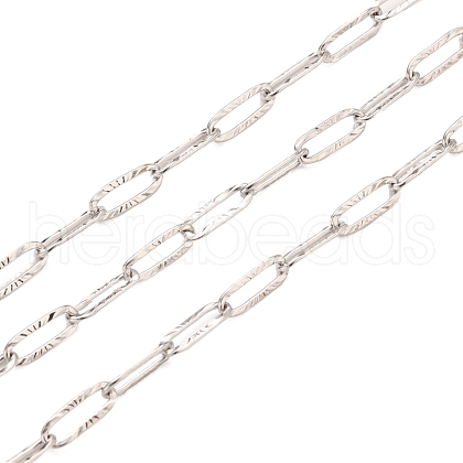 Non-Tarnish 3.28 Feet 304 Stainless Steel Textured Paperclip Chains X-CHS-I009-01P-1