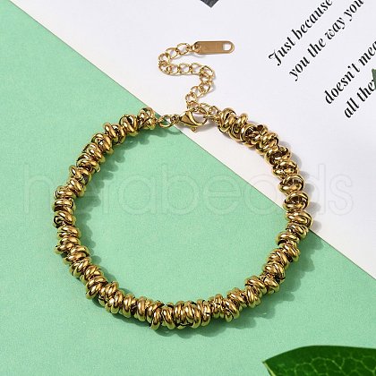 304 Stainless Steel Ring Link Chain Bracelets for Women BJEW-Z084-01G-1
