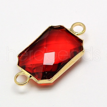 Golden Tone Brass Glass Rectangle Links connectors GLAA-M008-B-18G-1