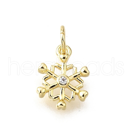 Brass Micro Pave Clear Cubic Zirconia Charms KK-V011-39B-G-1