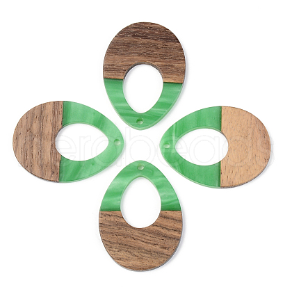 Opaque Resin & Walnut Wood Pendants RESI-S389-014A-C03-1