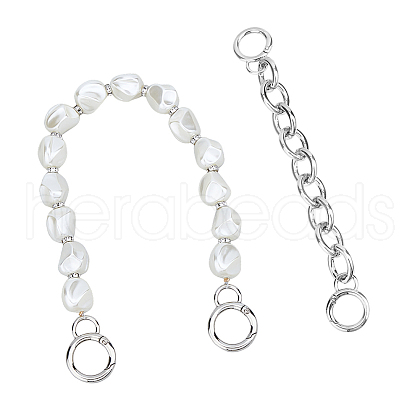 Plastic Pearl Alloy Phone Hand Strap Chains FIND-WH0260-55P-1