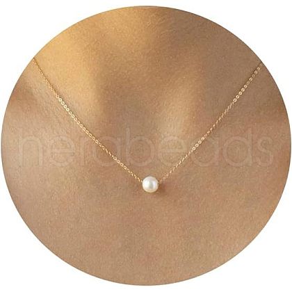 Simple Style Round Imitation Pearl Bead Pendant Alloy Chain Necklaces for Women FS-WG0DEC3-05-1