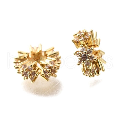 Flat Round Brass Micro Pave Cubic Zirconia Spacer Beads KK-L230-12G-1