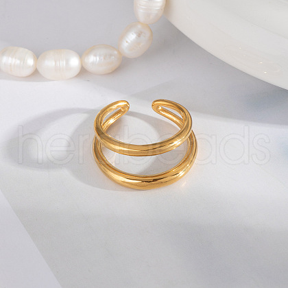 Double-layer Stainless Steel Cuff Rings for Women EP7559-1-1