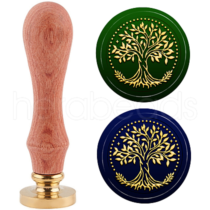 Brass Wax Seal Stamp with Handle AJEW-WH0184-0520-1