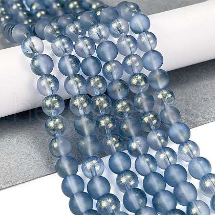 Frosted Transparent Glass Bead Strands X1-GLAA-P065-8mm-10-1