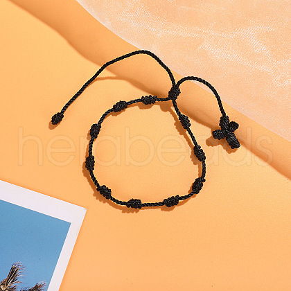 Cross Nylon Cord Braided Bead Bracelets WG2C716-01-1