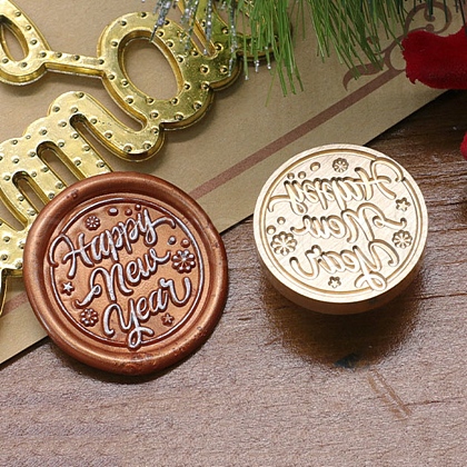 Merry Christmas Series Wax Seal Brass Stamp Head AJEW-M037-01G-02-1