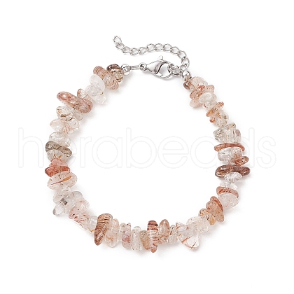 Natural Black Gold Rutilated Quartz Chip Beaded Bracelets for Men Women BJEW-JB11892-1