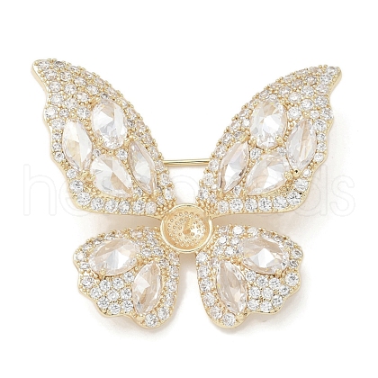 Butterfly Brass Cubic Zirconia Brooches  JEWB-Q013-01G-1