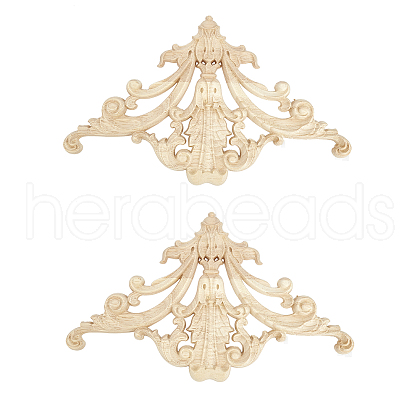 Natural Solid Wood Carved Onlay Applique Craft WOOD-FH0001-28-1