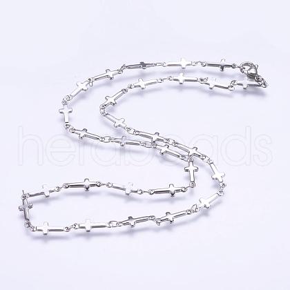 304 Stainless Steel Chain Necklaces STAS-P164-01P-1