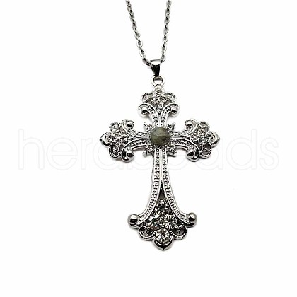 Vintage sparkling Alloy Rhinestone Cross Pendants Necklaces for Women IL0019-7-1