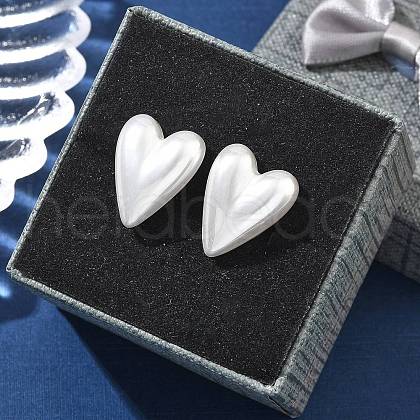 304 Stainless Steel Plastic Imitation Pearl Stud Earrings EJEW-R030-01G-04-1