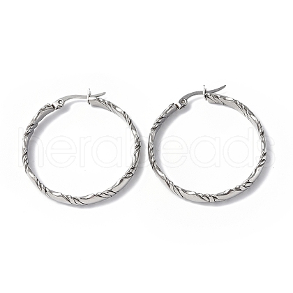 Non-Tarnish 304 Stainless Steel Flat Hoop Earrings for Women STAS-B034-16P-1