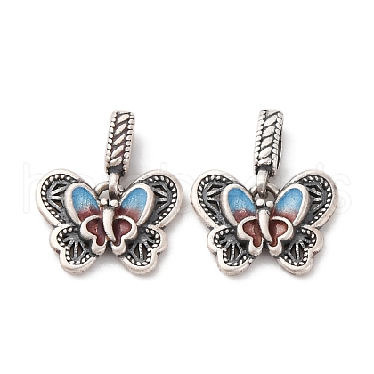 Fine Silver Colorful Enamel Butterfly Charms STER-A047-01AS-1
