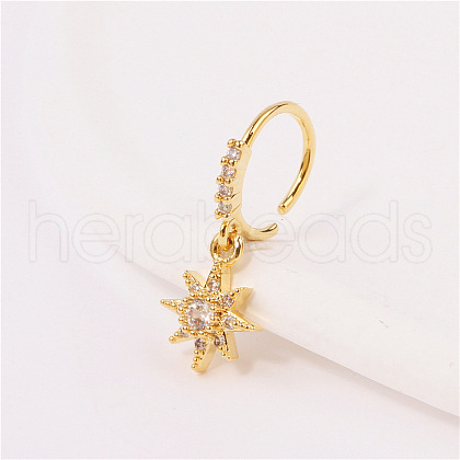 Brass Micro Pave Clear Cubic Zirconia Dangle Hoop Nose Rings FS-WG904D6-02-1