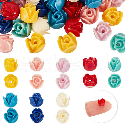 AHADERMAKER 48pcs 8 colors Epoxy Resin Beads RESI-GA0001-28-1