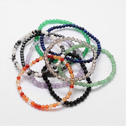 Natural & Synthetic Gemstone Beaded Stretch Bracelets BJEW-K127-02-M-1