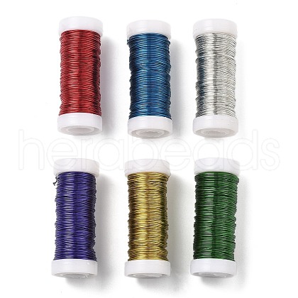 6 Rolls 6 Colors Baking Painted Iron Wire MW-K001-0.5mm-1