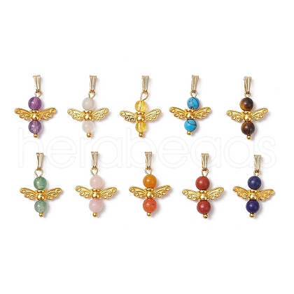 10Pcs 10 Styles Natural & Synthetic Mixed Gemstone Beaded Pendants PALLOY-JF03634-1