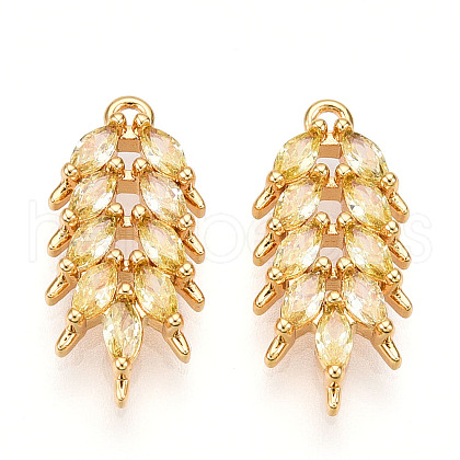 Brass Micro Pave Cubic Zirconia Pendants KK-N261-105G-1