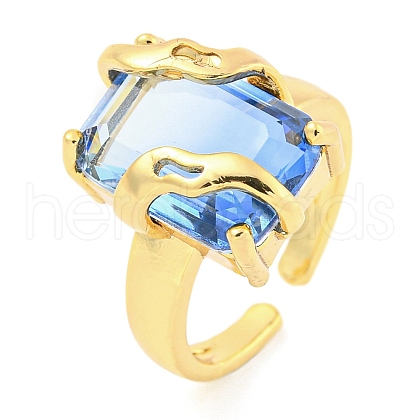 304 Stainless Steel Cubic Zirconia Open Cuff Ring for Women RJEW-S406-05G-04-1