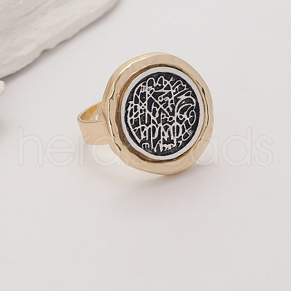 Geometric Texture Zinc Alloy Adjustable Finger Rings for Women US6150-3-1
