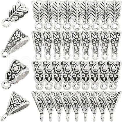 SOFPLATE 160Pcs 4 Styles Tibetan Style Zinc Alloy Tube Bails TIBE-SP0001-05-1