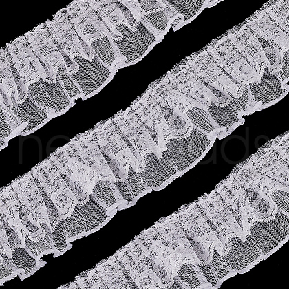 Polyester Pleated Lace Ribbon OCOR-WH0091-77A-1