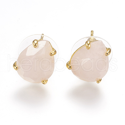 Natural Rose Quartz Stud Earrings X-EJEW-L196-03B-1