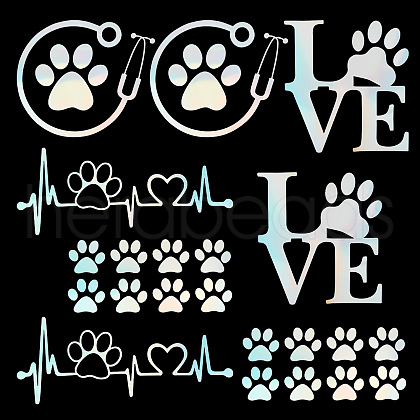 Gorgecraft 8 Sheets 4 Style Waterproof Heart & Bear Paw Pattern PET Car Decals Stickers STIC-GF0001-03A-1