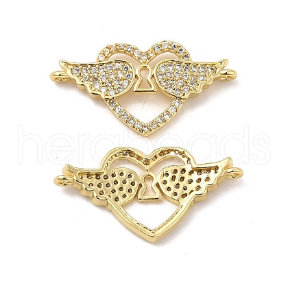 Brass Micro Pave Clear Cubic Zirconia Connector Charms KK-E068-VB344-1