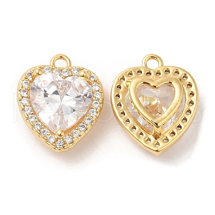 Brass and Clear Cubic Zirconia Pendants ZIRC-Q202-05G-1