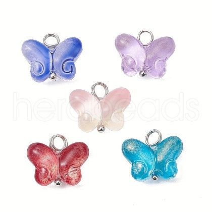 Transparent Baking Paint Glass Pendant PALLOY-JF02340-01-1S-1