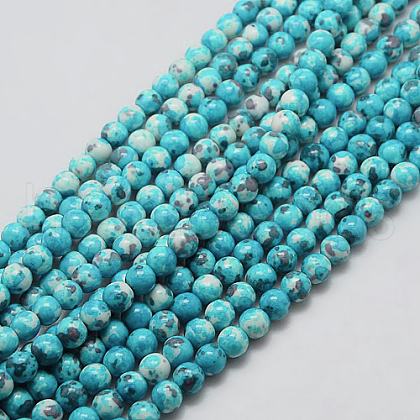 Synthetic Ocean White Jade Beads Strands X-G-L019-8mm-05-1