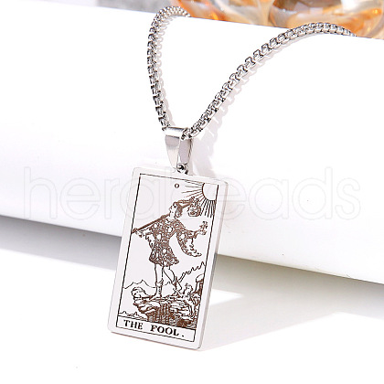 Retro Hip-hop 304 Stainless Steel Tarot Pendant Necklaces for Men FS-WGEC43A-10-1